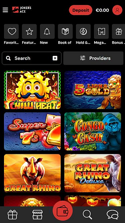 Jackpot mobile du casino Joker's Ace