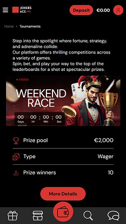 Tournois mobiles du casino Joker's Ace