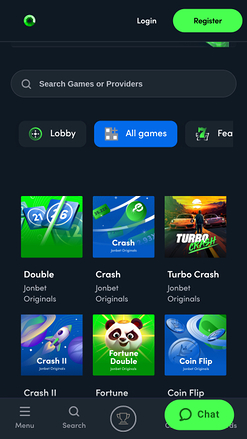 Jeux de casino Jonbet sur mobile