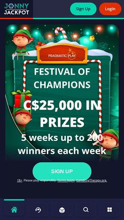 Page d'accueil mobile du casino Jonny Jackpot