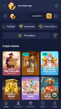 Jeux mobiles de crypto-monnaie de Joo Casino
