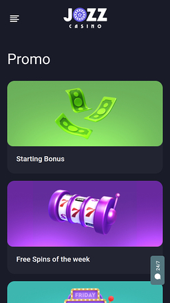 Promotions mobiles de Jozz Casino