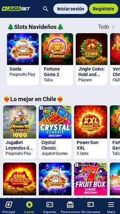 Capture d'écran de la page mobile des jeux du casino Jugabet