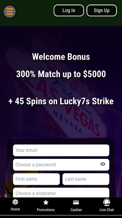 Página de inicio móvil de Juicy Vegas Casino