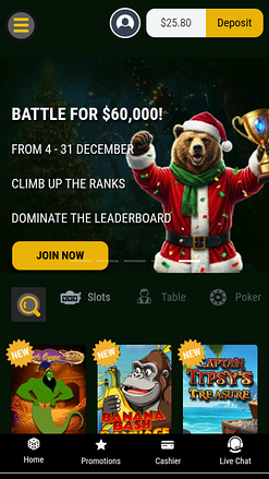 Jumba Bet Casino Mobile Homepage
