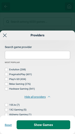 Captura de pantalla móvil de los desarrolladores del juego en JumboBet Casino
