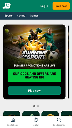 Captura de pantalla de la página de inicio móvil de JumboBet Casino