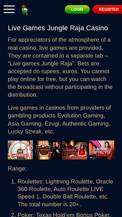 JungleRaja Casino Mobile Croupier dal vivo