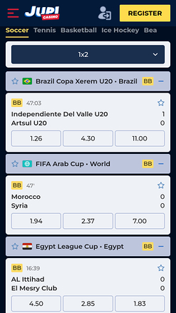 Jupi Casino Mobile sports en direct