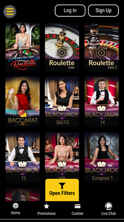 Casino mobile Jupiter Club avec croupier en direct