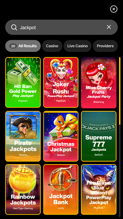 Jackpot mobile JustCasino