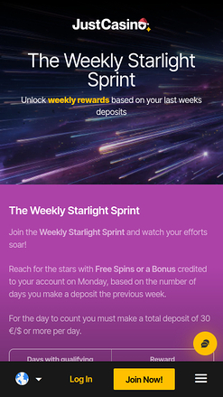 Promotions mobiles JustCasino