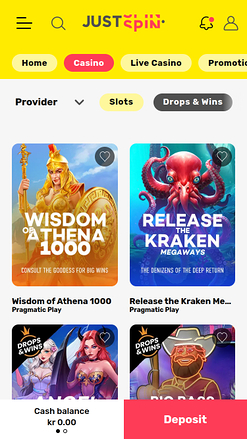 Gains et pertes sur l'application mobile Justspin Casino