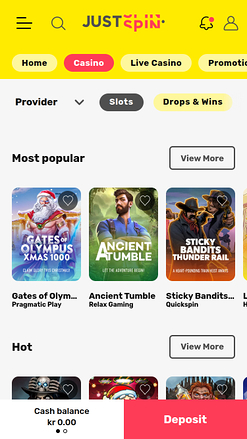 Jeux mobiles de casino Justspin