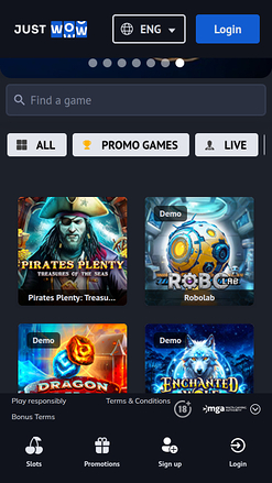 Jackpot mobile del casinò JustWOW