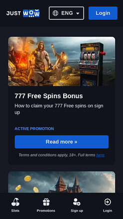 Promozioni mobile di JustWOW Casino