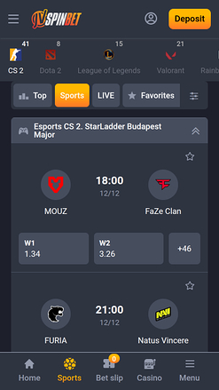 Casino móvil JVSPINBET Esports