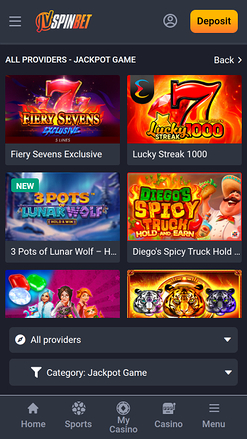 Jackpot móvil del casino JVSPINBET