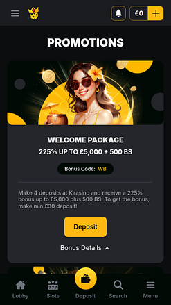 Kaasino Casino Mobile-Aktionen