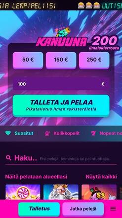 Página principal de Kanuuna Casino Móvil