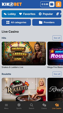 Kikobet Casino Mobile Live Dealer