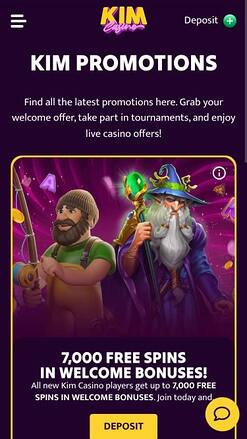 Promociones de Kim Casino Móvil