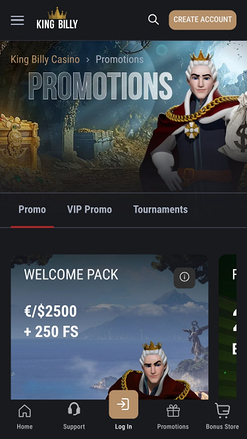 Promotions du King Billy Casino Mobile