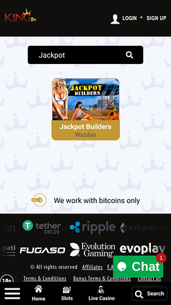 Jackpot de KingBit Casino Mobile