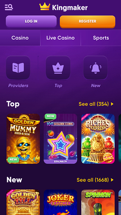 Jeux mobiles de Kingmaker Casino