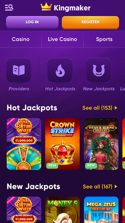 Jackpot mobile du casino Kingmaker