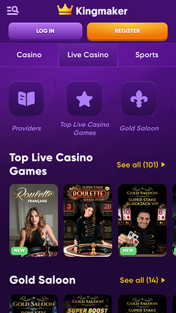 Kingmaker Casino Mobile Croupier en direct