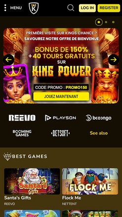 Kings Chance Casino Mobile Homepage