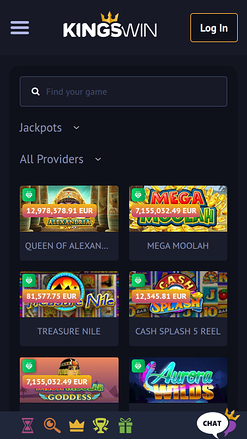 Jackpot mobile du casino KingsWin