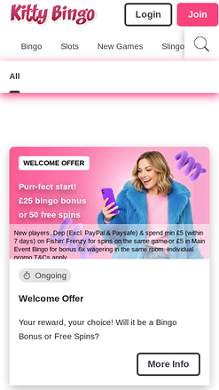 Promozioni per dispositivi mobili di Kitty Bingo