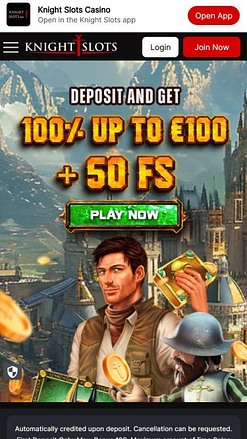 Page d'accueil mobile de Knightslots