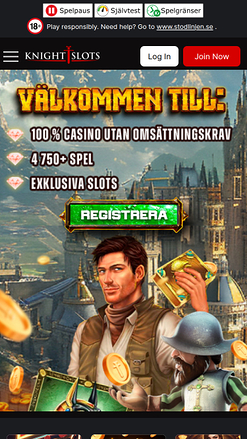 Pagina iniziale di Knightslots Mobile