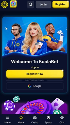 Captura de pantalla móvil de la página de inicio de Koalabet Casino