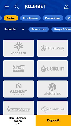 Desarrolladores de juegos móviles de KodaBet Casino
