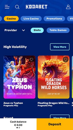 Juegos móviles de casino KodaBet
