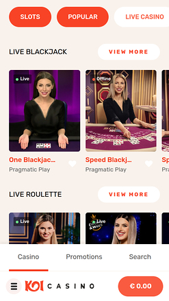 Koi Casino Mobile Live Dealer