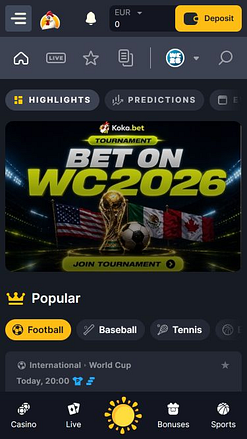 Sport Mobile di Koko.bet Casino