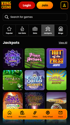 Jackpot mobile de Kong Casino