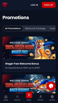 Promotions mobiles du casino Kryptosino