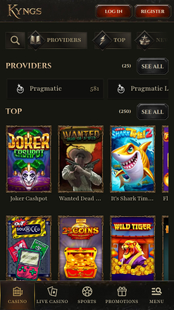 Jeux mobiles de Kyngs Casino