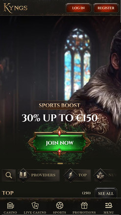 Page d'accueil mobile du casino Kyngs
