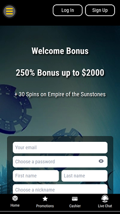 Homepage mobile del Lake Palace Casino