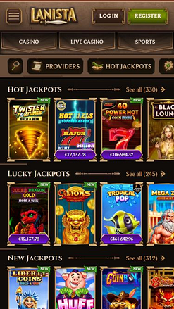 Jackpot mobile du casino Lanista