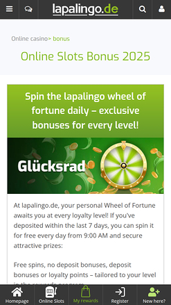 Promotions mobiles du casino Lapalingo