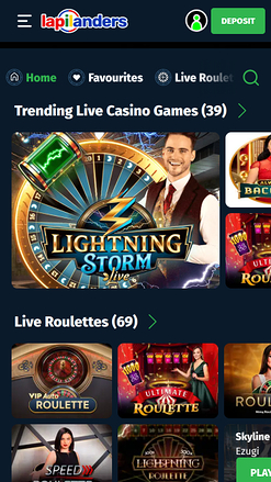 Casino mobile Lapilanders avec croupier en direct