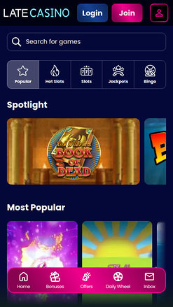 Jeux mobiles de casino tardifs